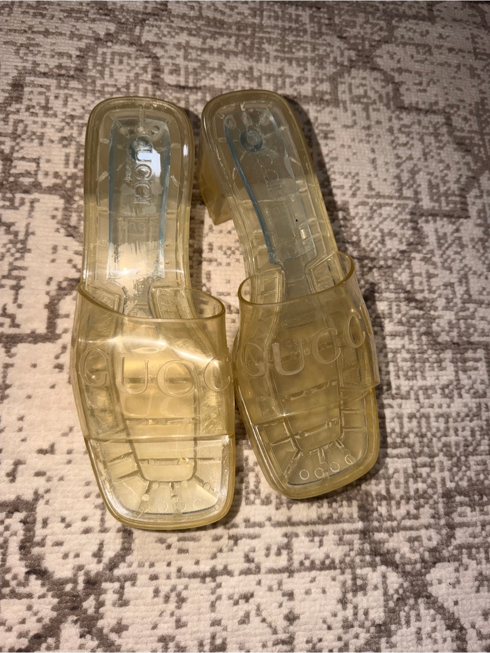 Gucci Transparent Rubber Block Heel Slides Size 37 - Picture 4 of 5